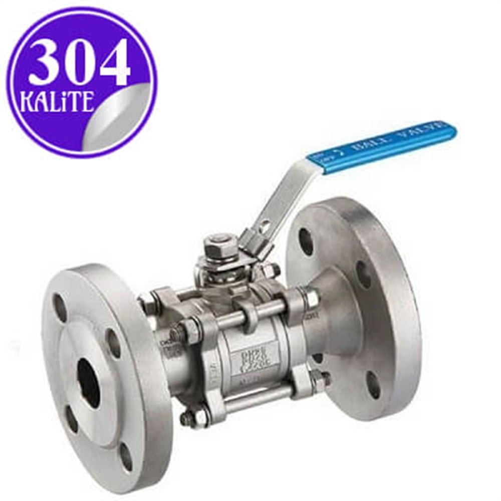 PASLANMAZ ÇELİK 304 KALİTE 3 PARÇALI FLANŞLI VANA