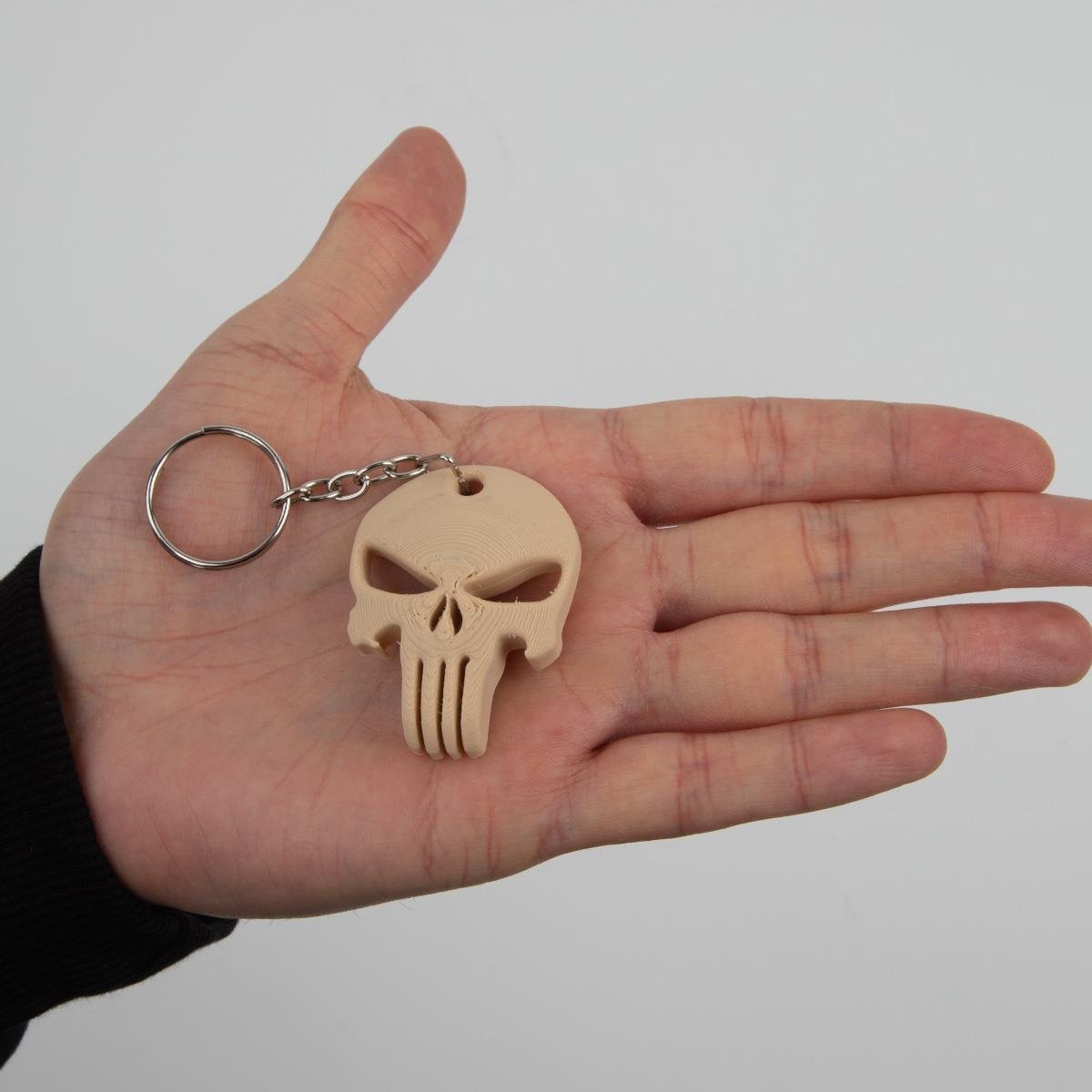 3D Plastik Kurukafa Anahtarlık Bej