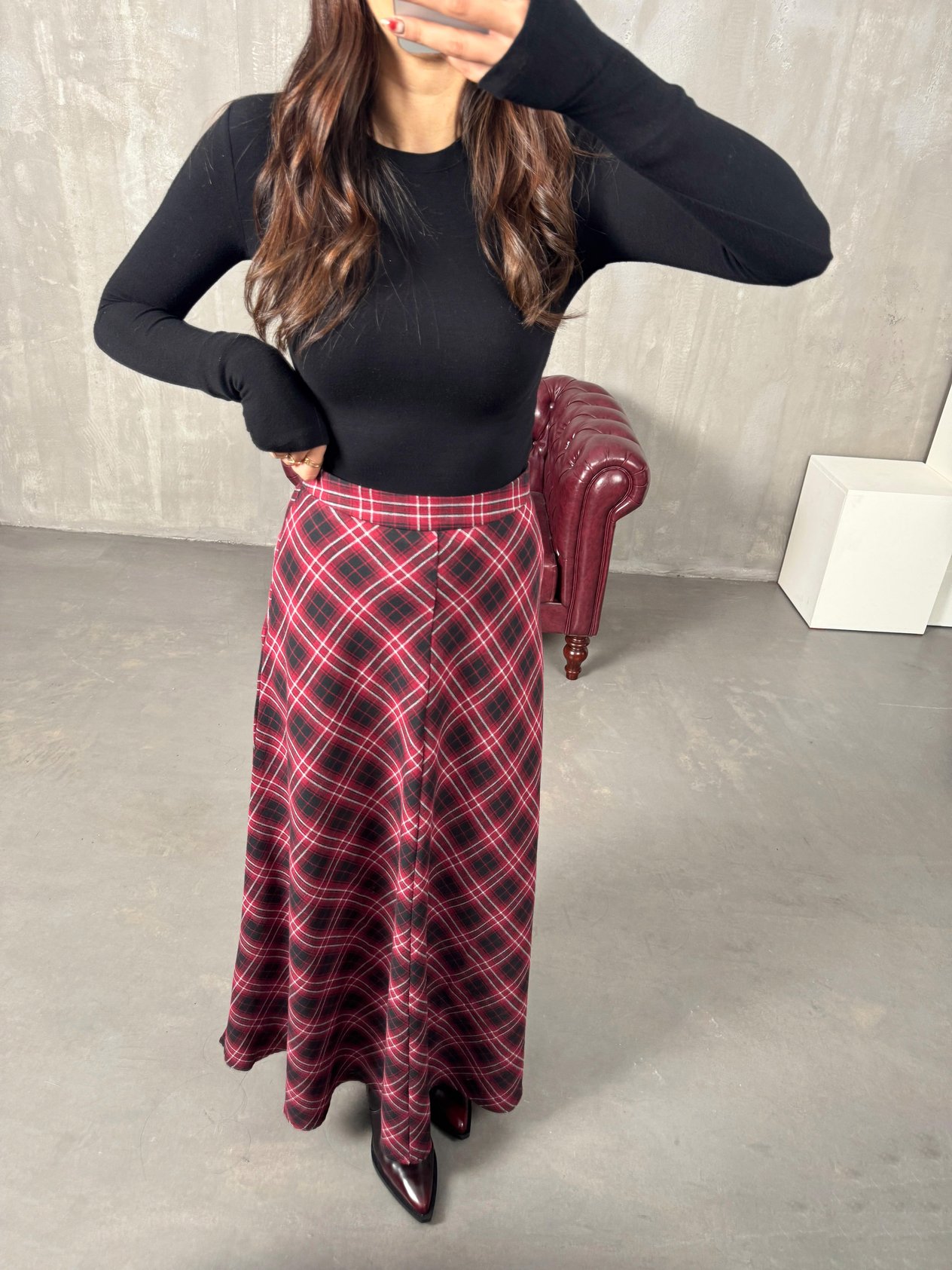 Gven Bordo Ekoseli Vintage EtekGausETEKGU00904373