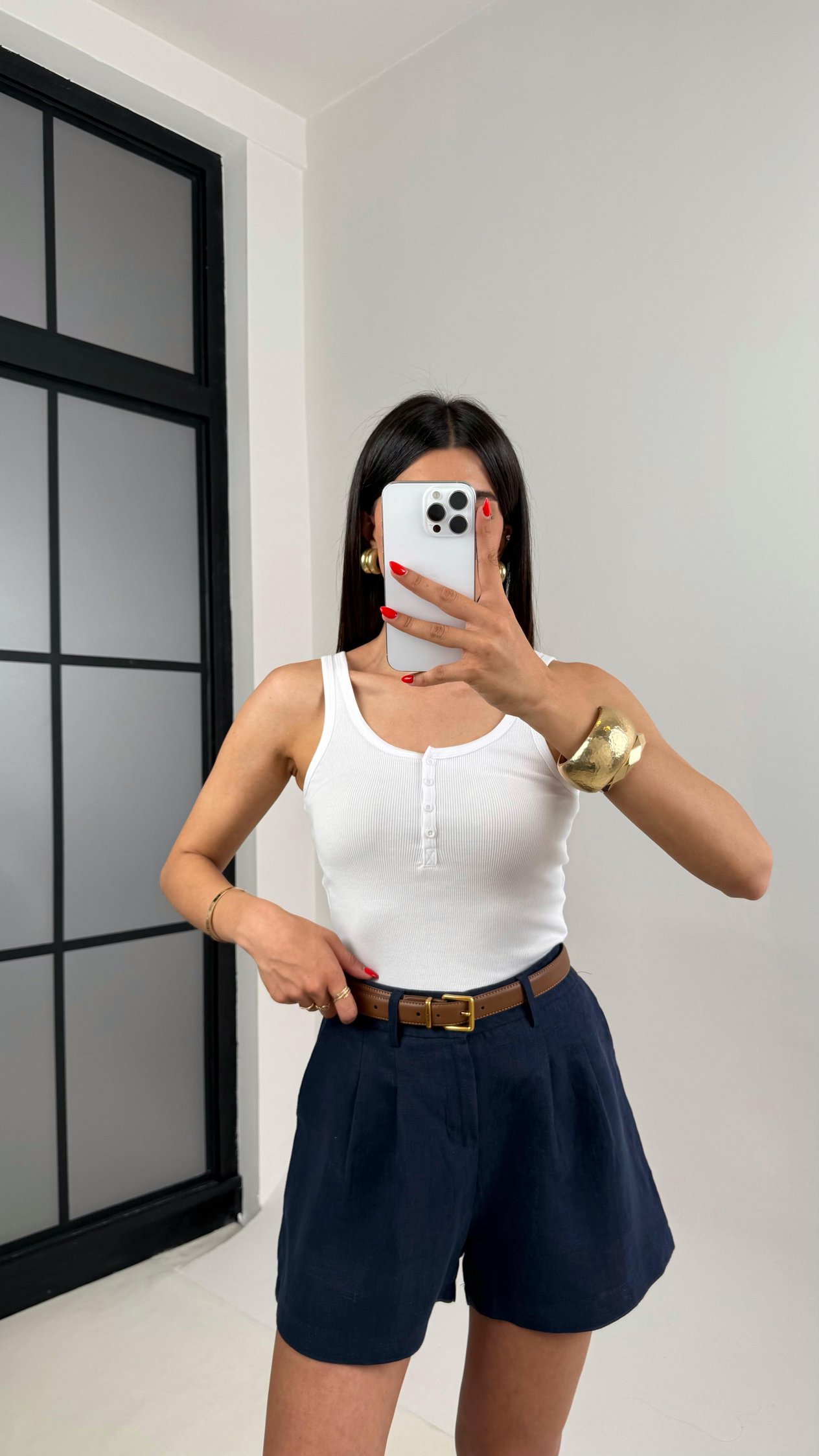 Beyaz Önden Düğmeli Basic Atlet Gaus00498GausT-shirtGU1002166