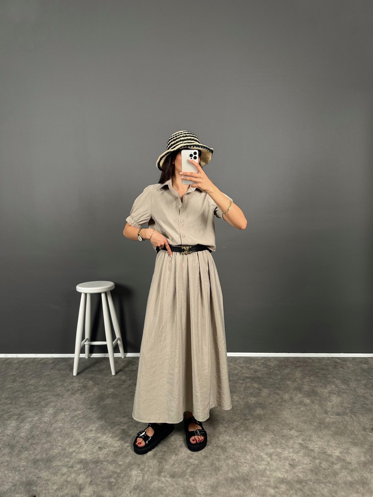 Fleur Açık Vizon Zr Model Etek Bluz Takım GausTAKIMGU008177