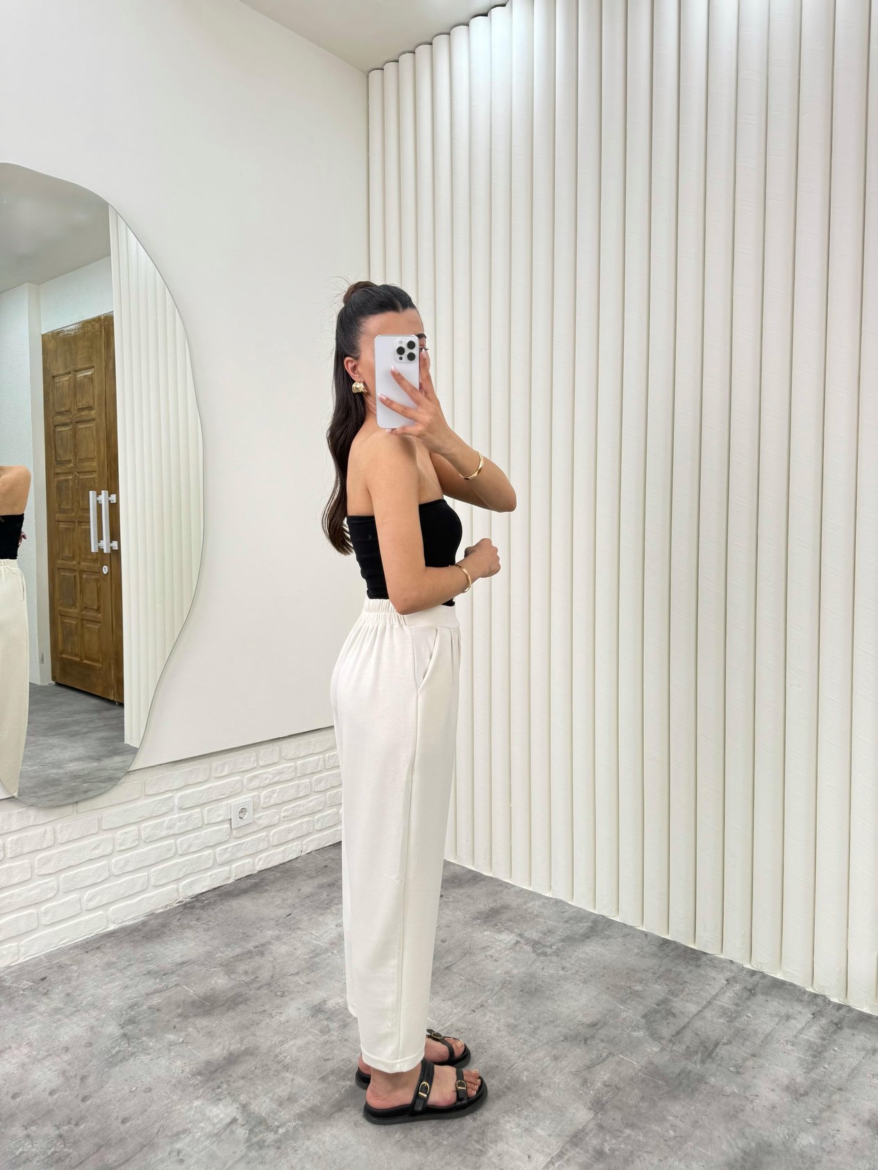 Ekru Beli Lastikli Cepli Harem Pantolon Gaus00308GausPANTOLONGU1001706