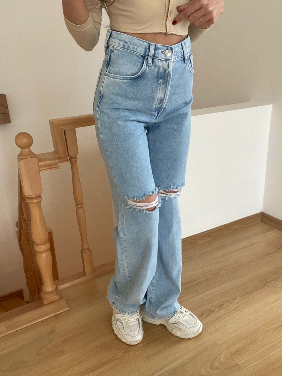Orijinal Marka Yırtık Yüksek Bel Denim PantolonGausDENİM PANTOLONGU00051