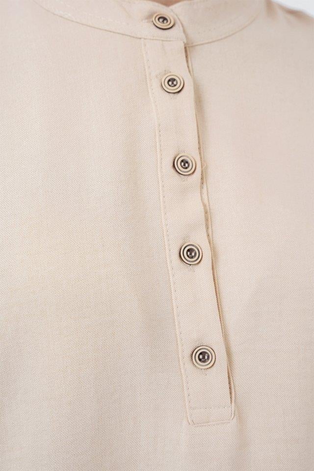 6678 Keten Tunik Pantolon İkili Takım - Bej