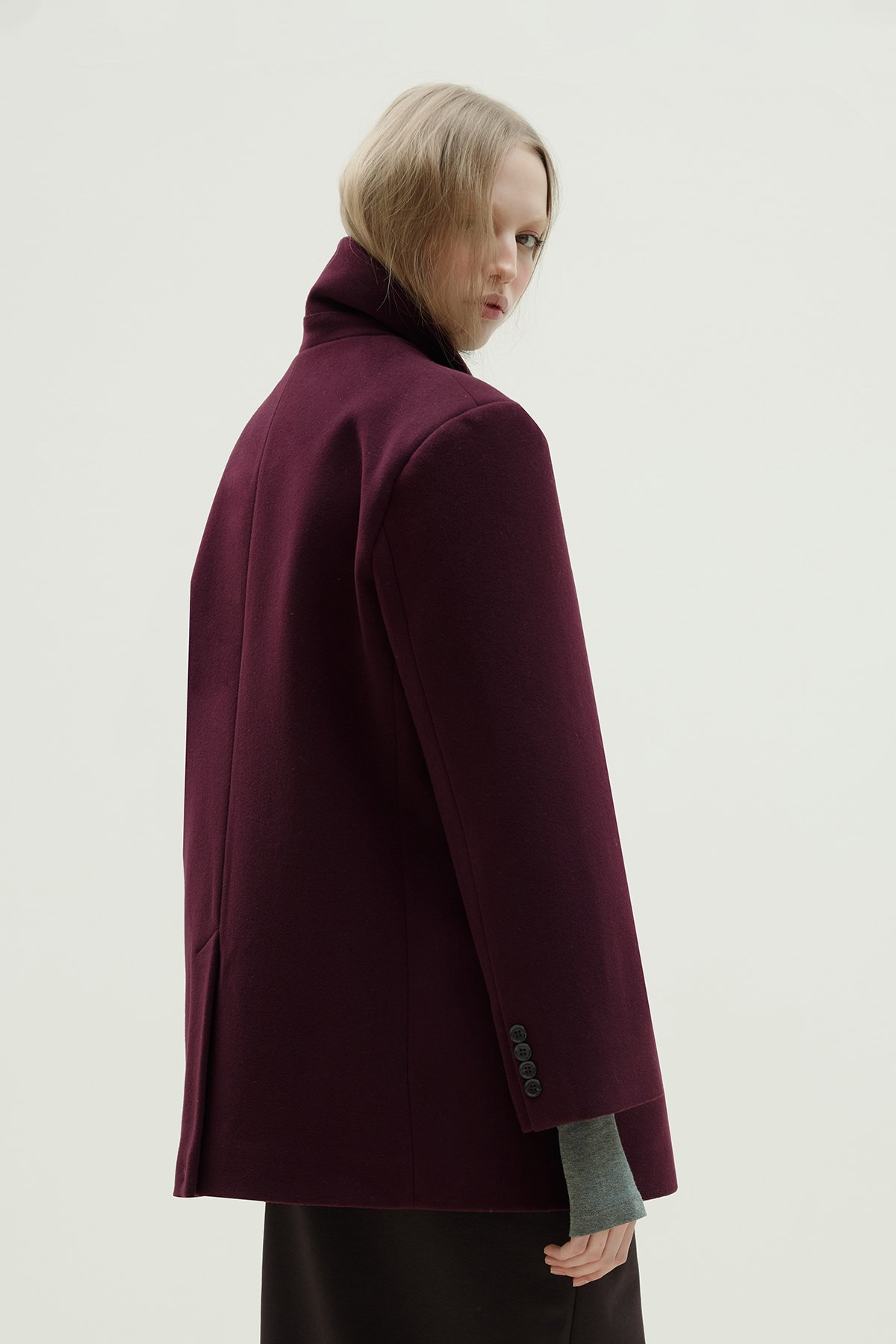 Bordo %100 Yün Blazer Ceket