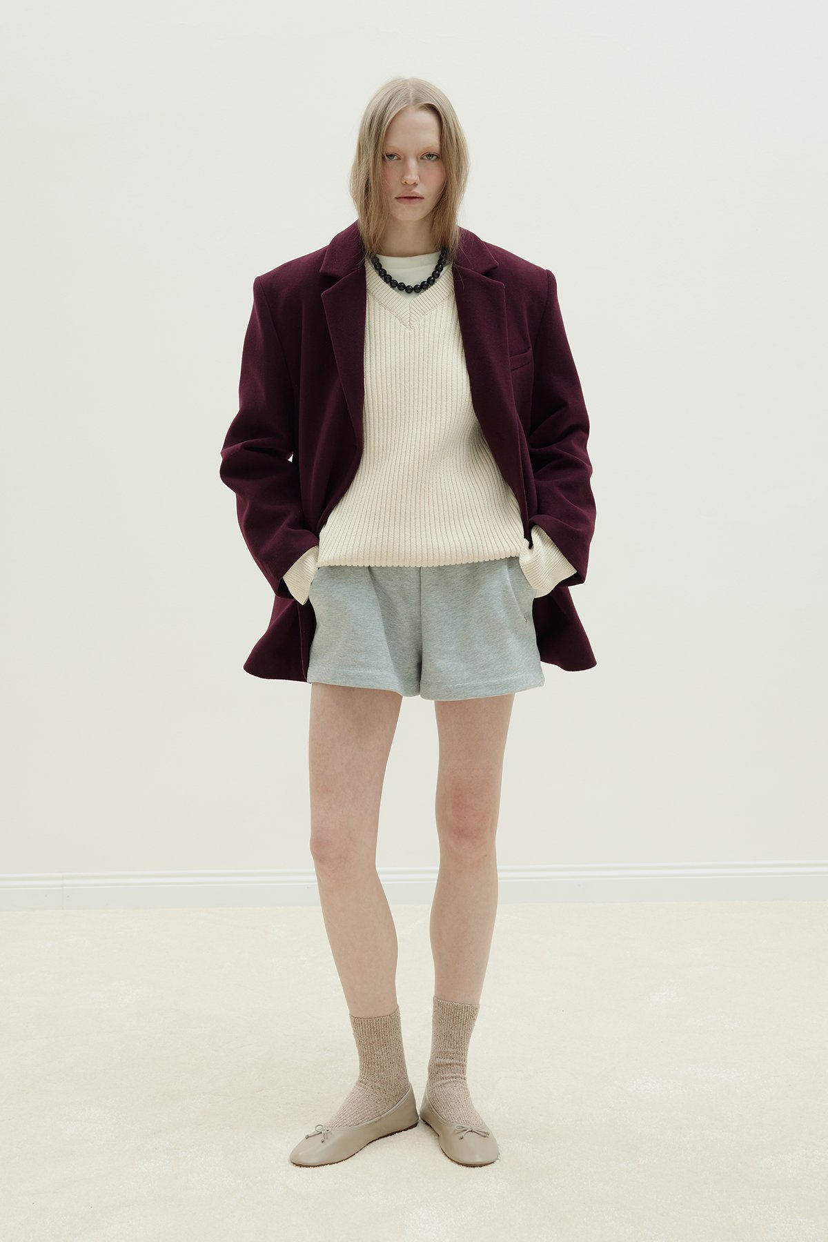 Bordo %100 Yün Blazer Ceket