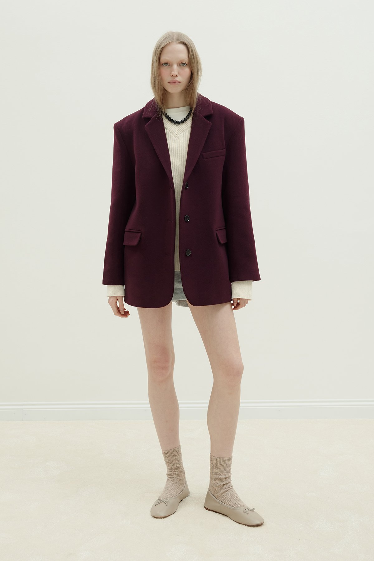 Bordo %100 Yün Blazer Ceket