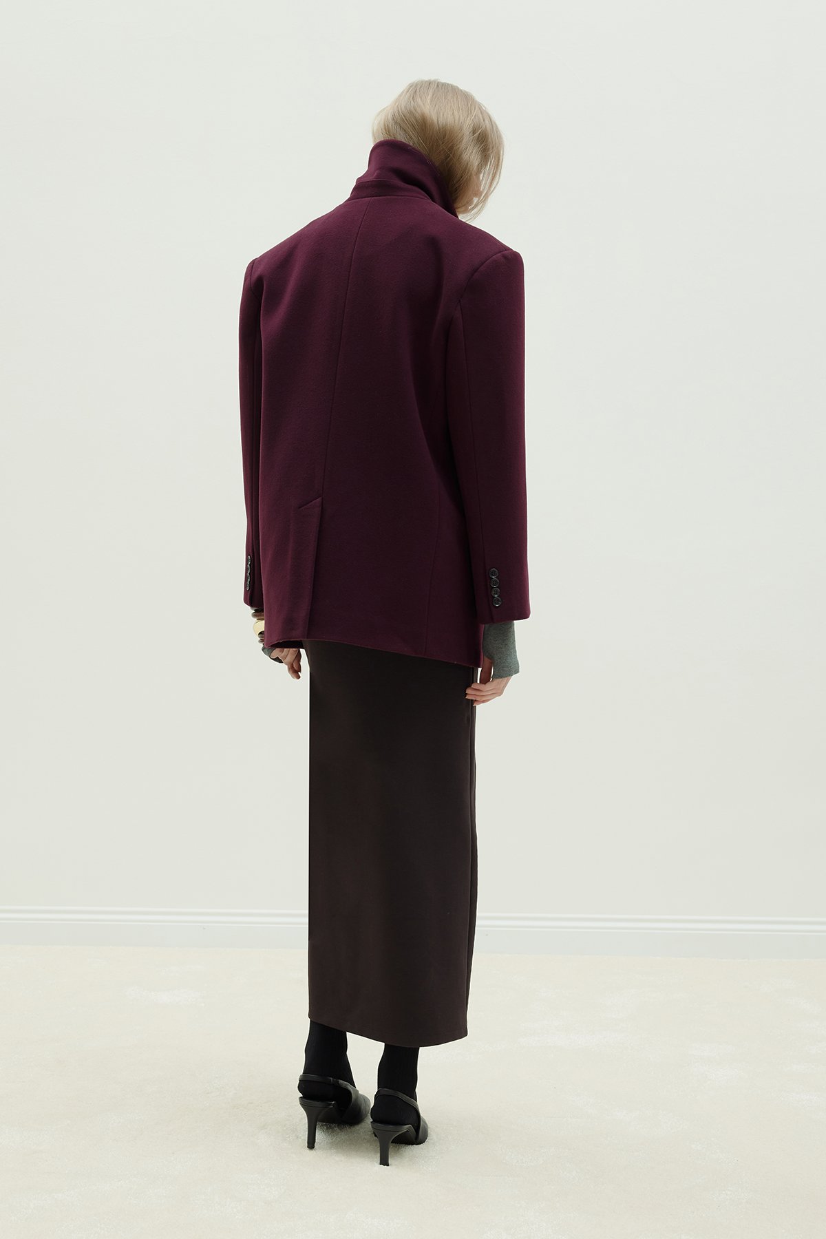 Bordo %100 Yün Blazer Ceket