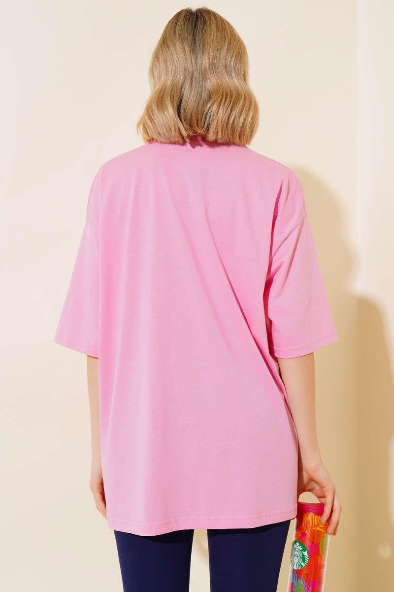 Basıc Oversize T-Shirt Pembe 