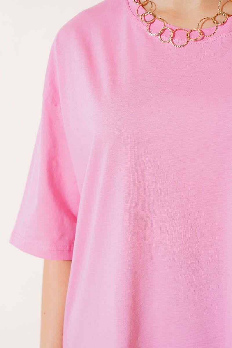 Basıc Oversize T-Shirt Pembe 