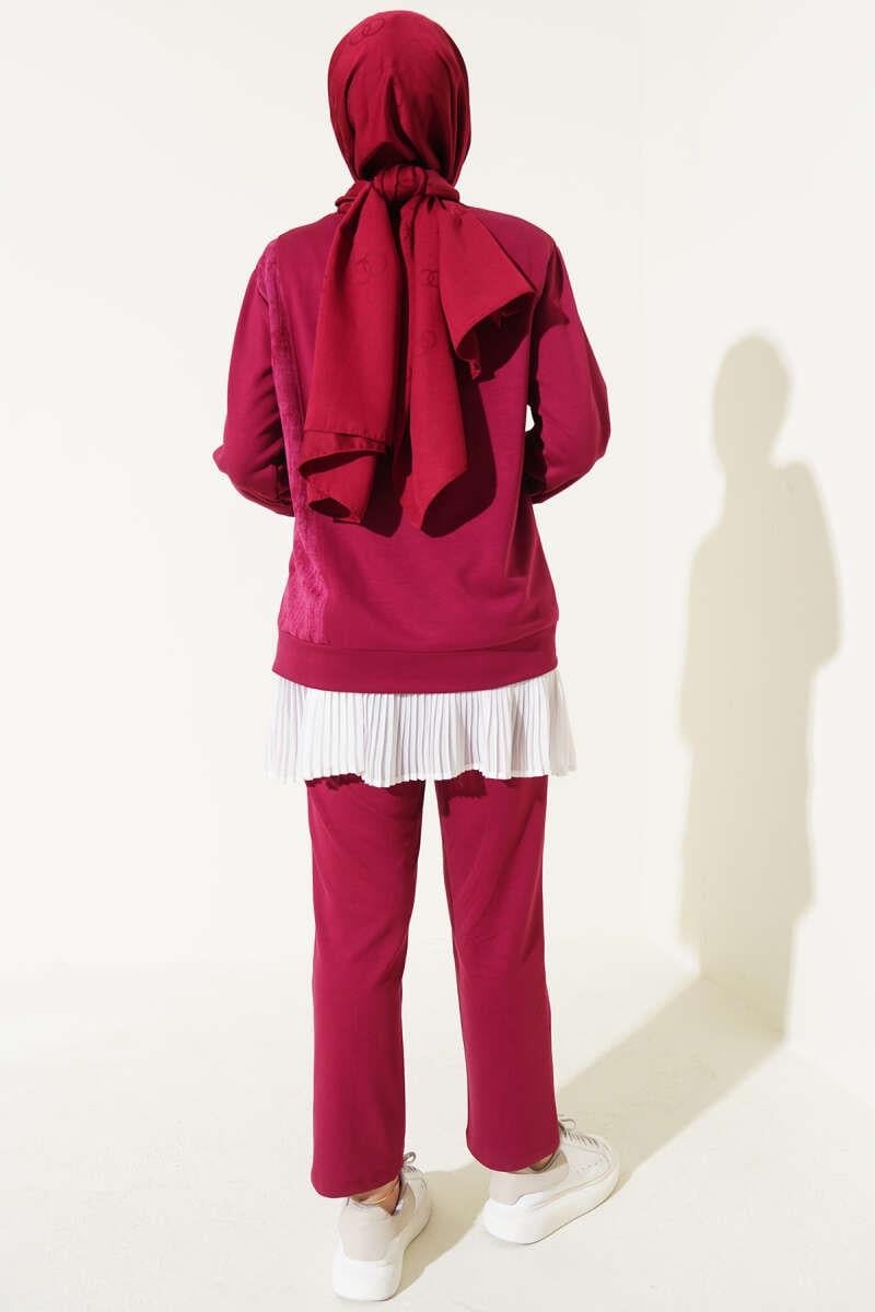 Batik Detaylı İkili Takım Bordo