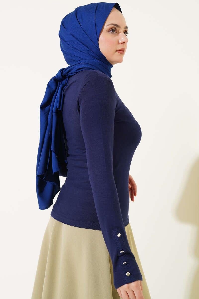 Bileği Metal Düğmeli Body Lacivert