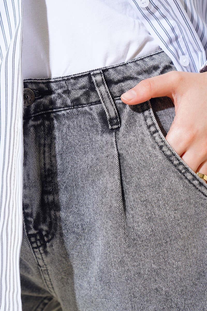 Boru Paça Kot Pantolon Gri Kar