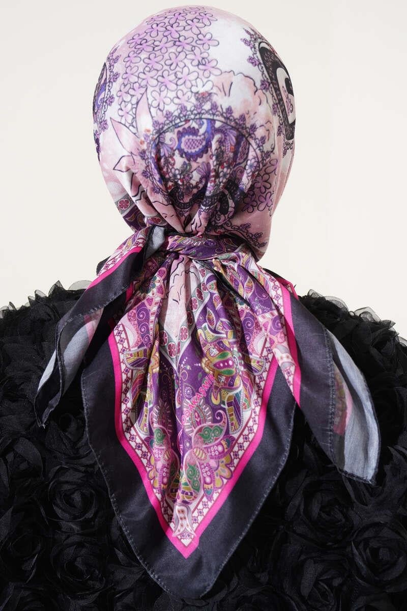 Çiçekli Paisley Desen Eşarp Pudra