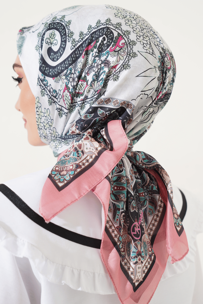 Çiçekli Paisley Desen Eşarp Somon