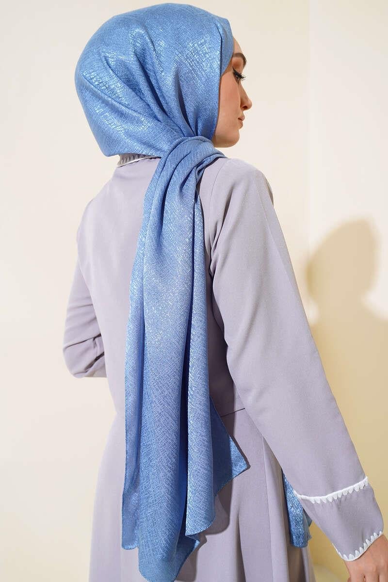 Desenli Jakar Melisa Şal Mavi - 108