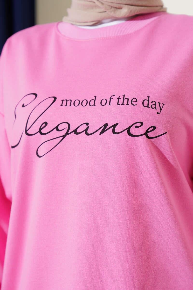 Elegance Baskılı İki İplik Tunik Pembe