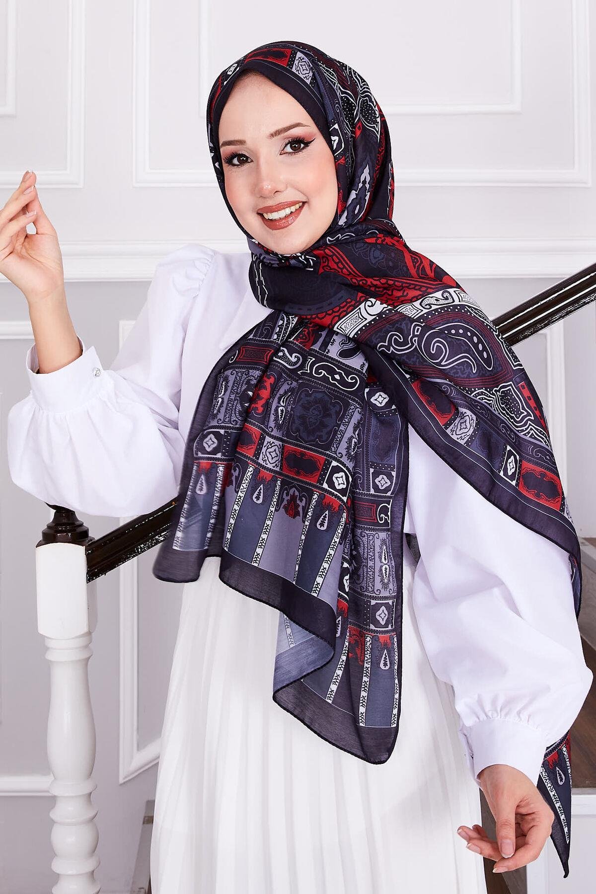 Etro Desenli Tesettür Şal -129