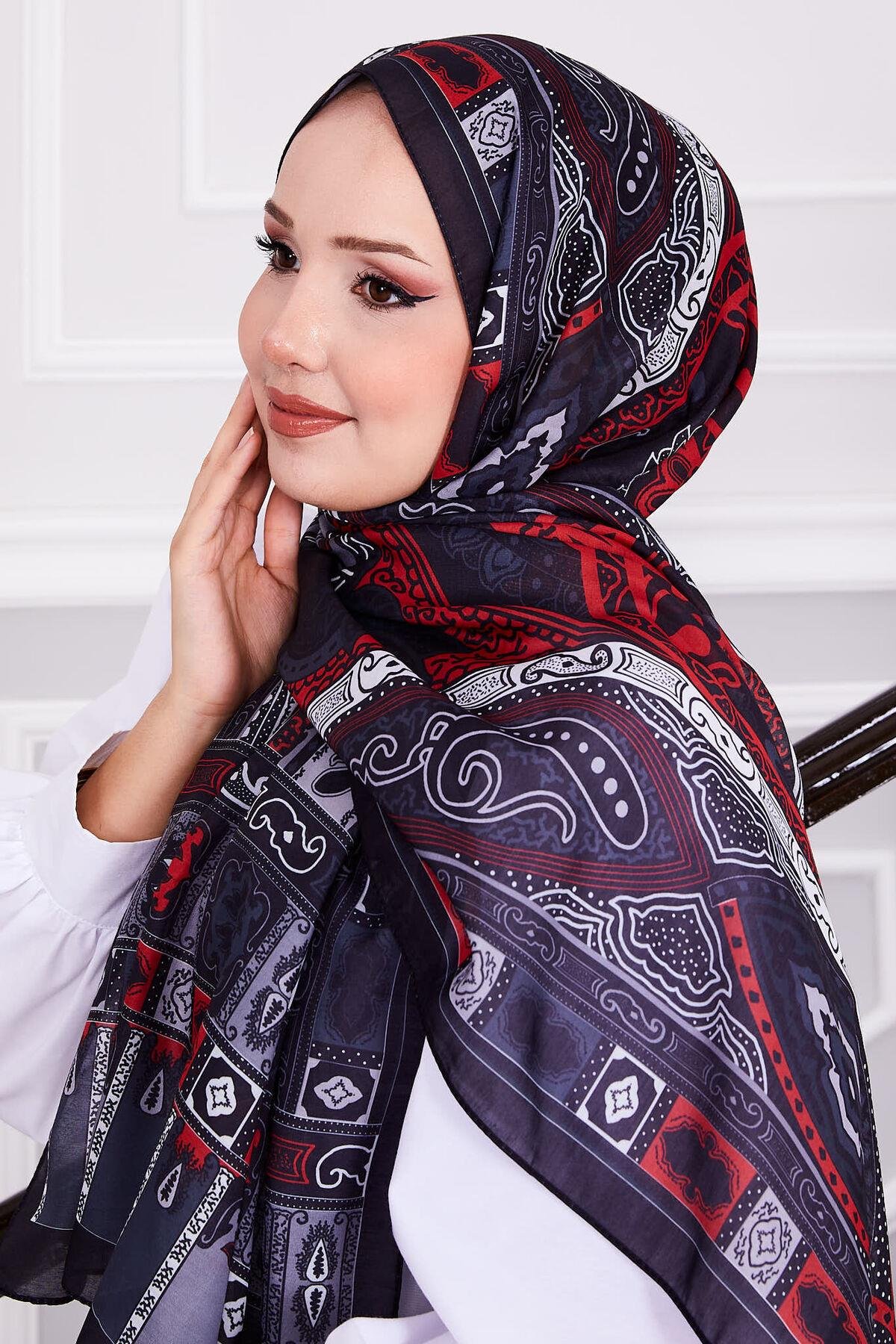 Etro Desenli Tesettür Şal -129