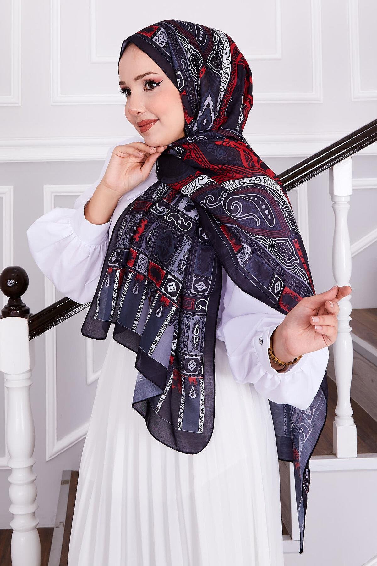 Etro Desenli Tesettür Şal -129