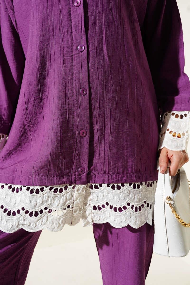 Fisto Detaylı Tunik İkili Takım Magenta