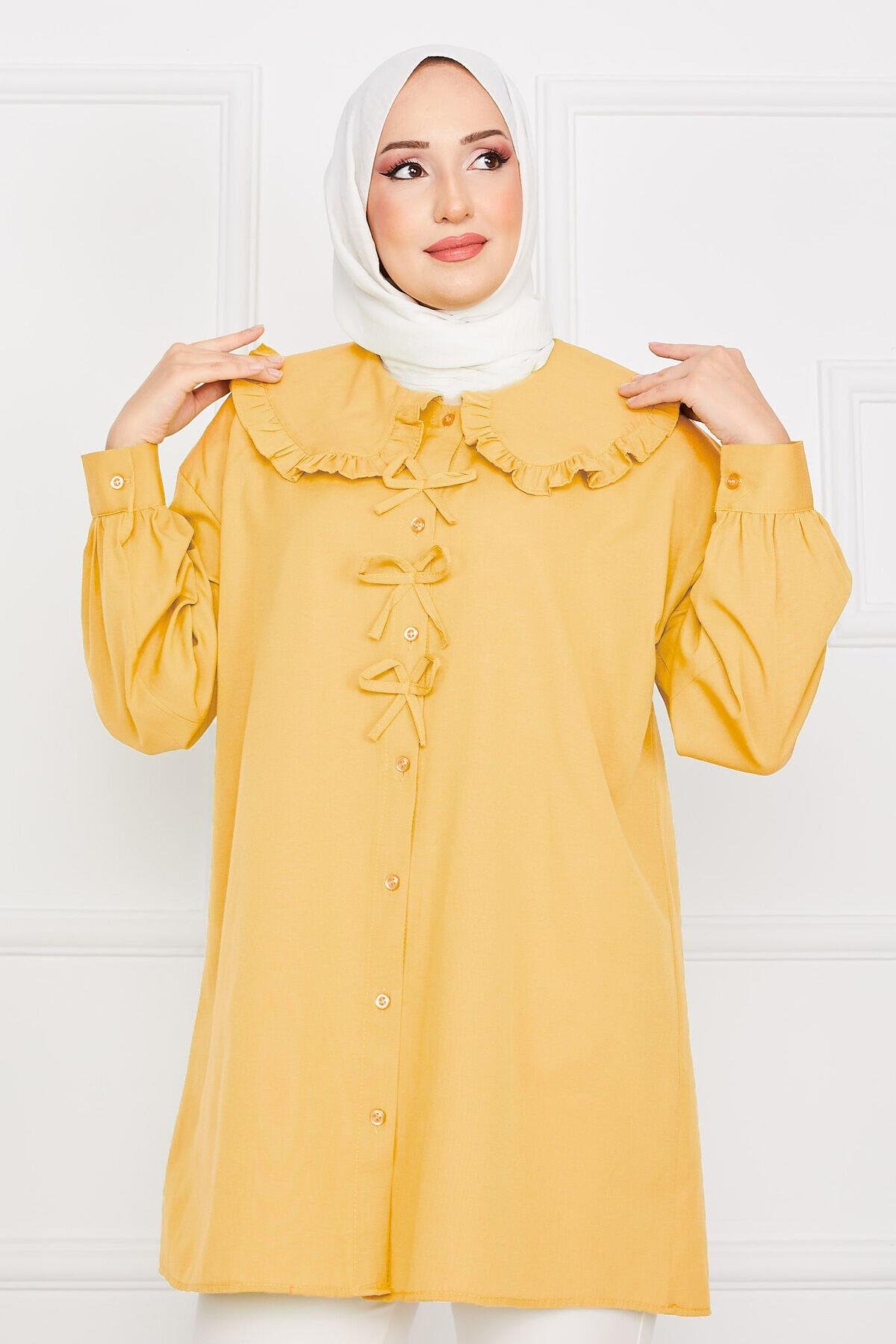 Fiyonk Detaylı Tunik Sarı