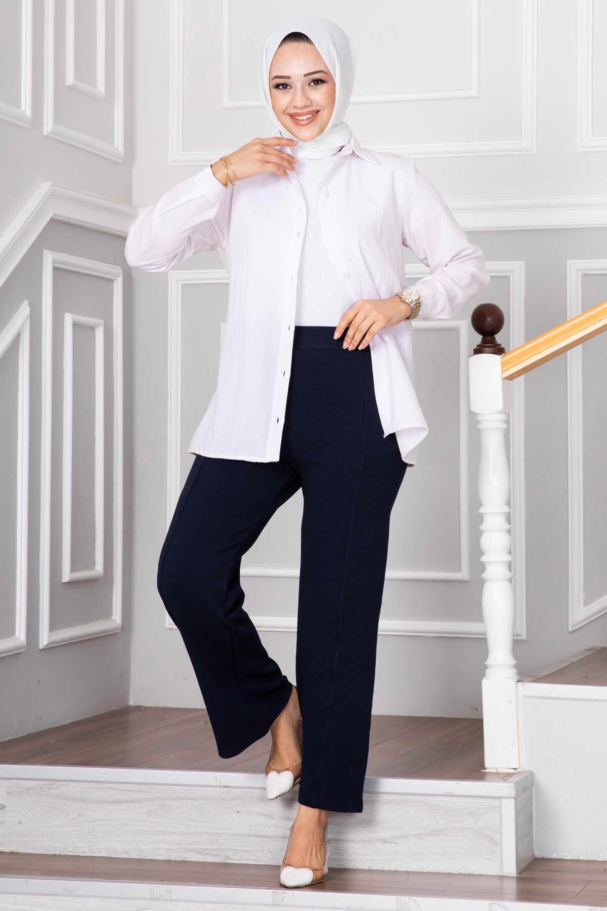 Geniş Paça Tesettür Pantolon Lacivert