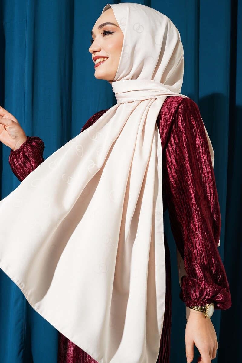 Halka Desen Jakar Şal Bej -61