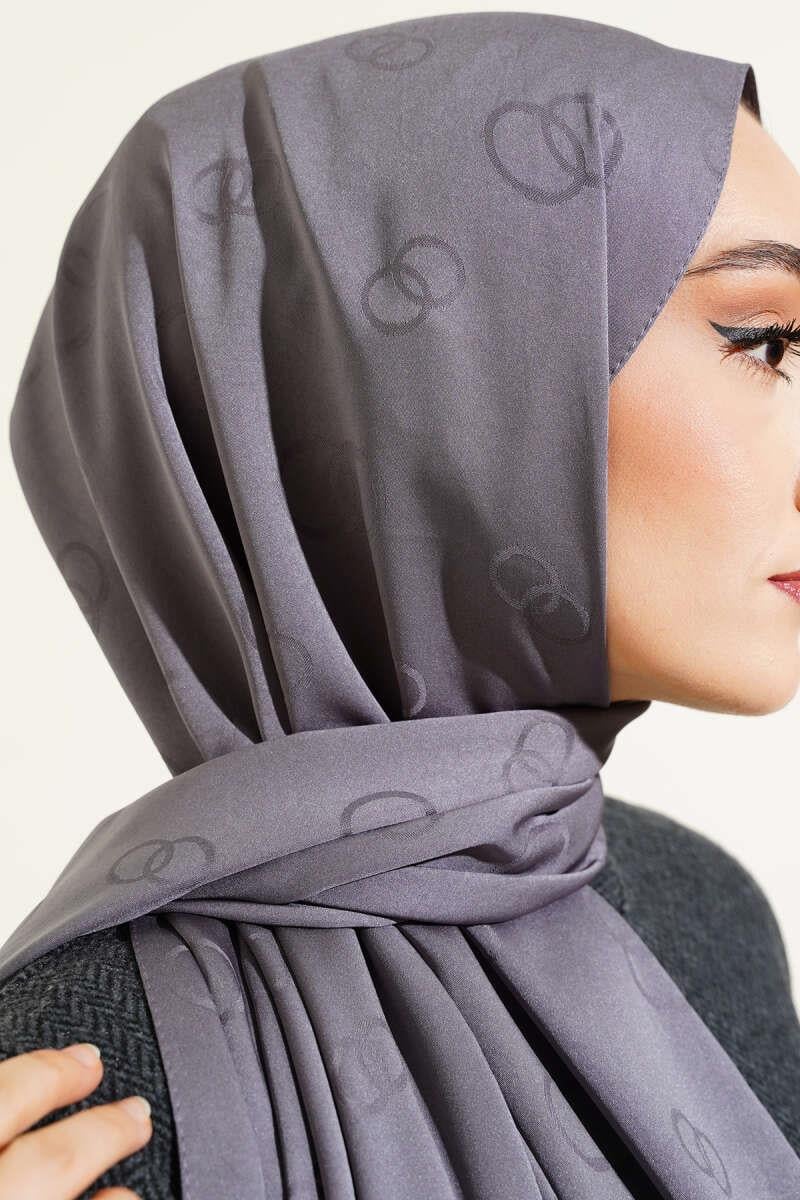 Halka Desen Jakar Şal Füme -112