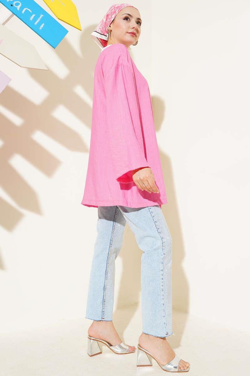 İp Bağlamalı Kimono Pembe