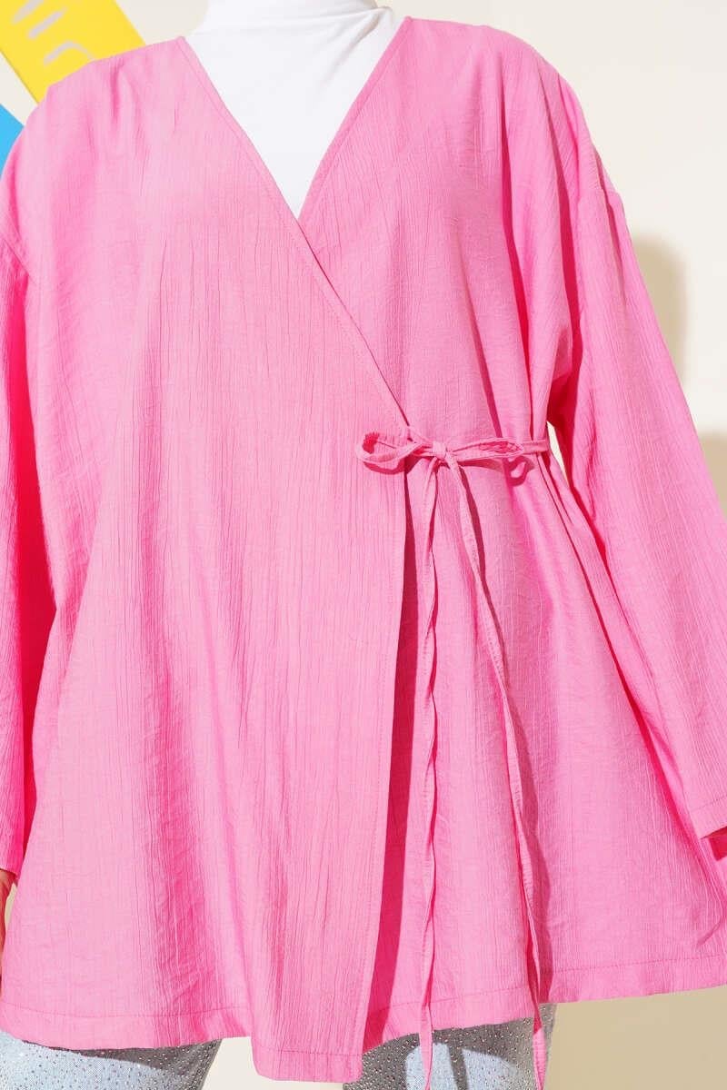İp Bağlamalı Kimono Pembe