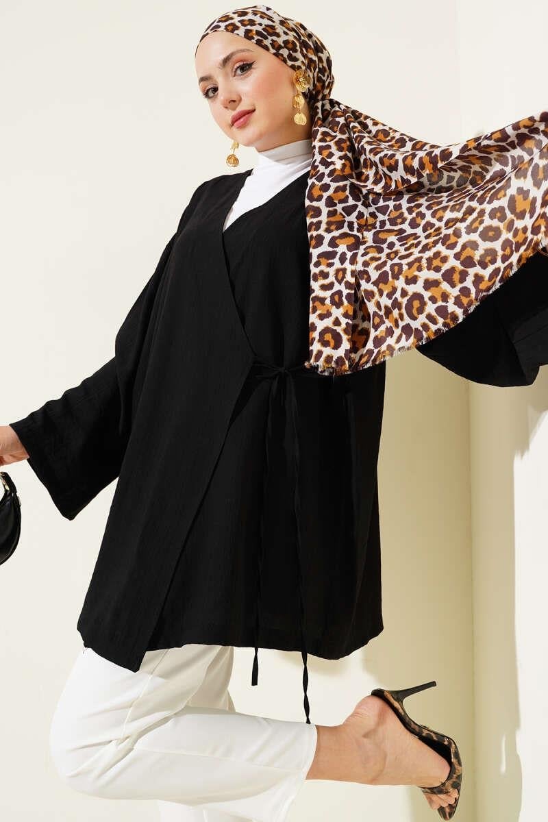 İp Bağlamalı Kimono Siyah
