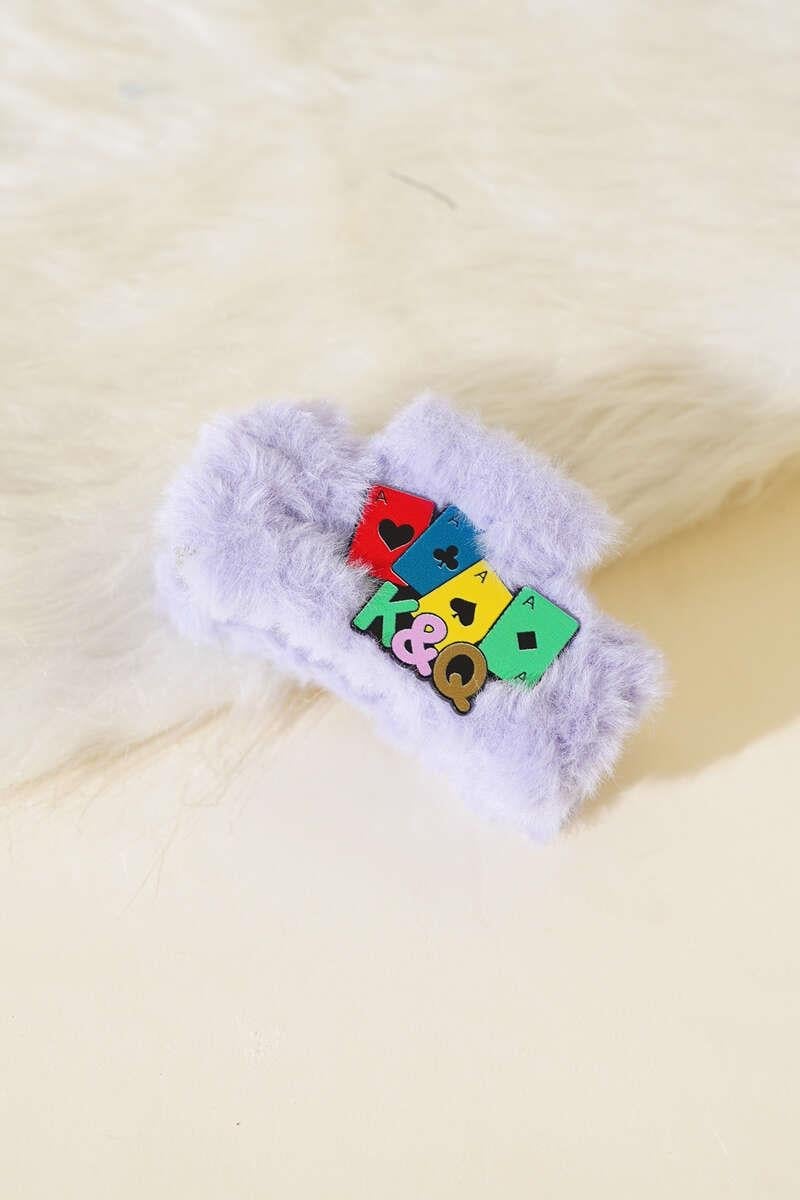 Kart Sembollü Peluş Mandal Toka Lila