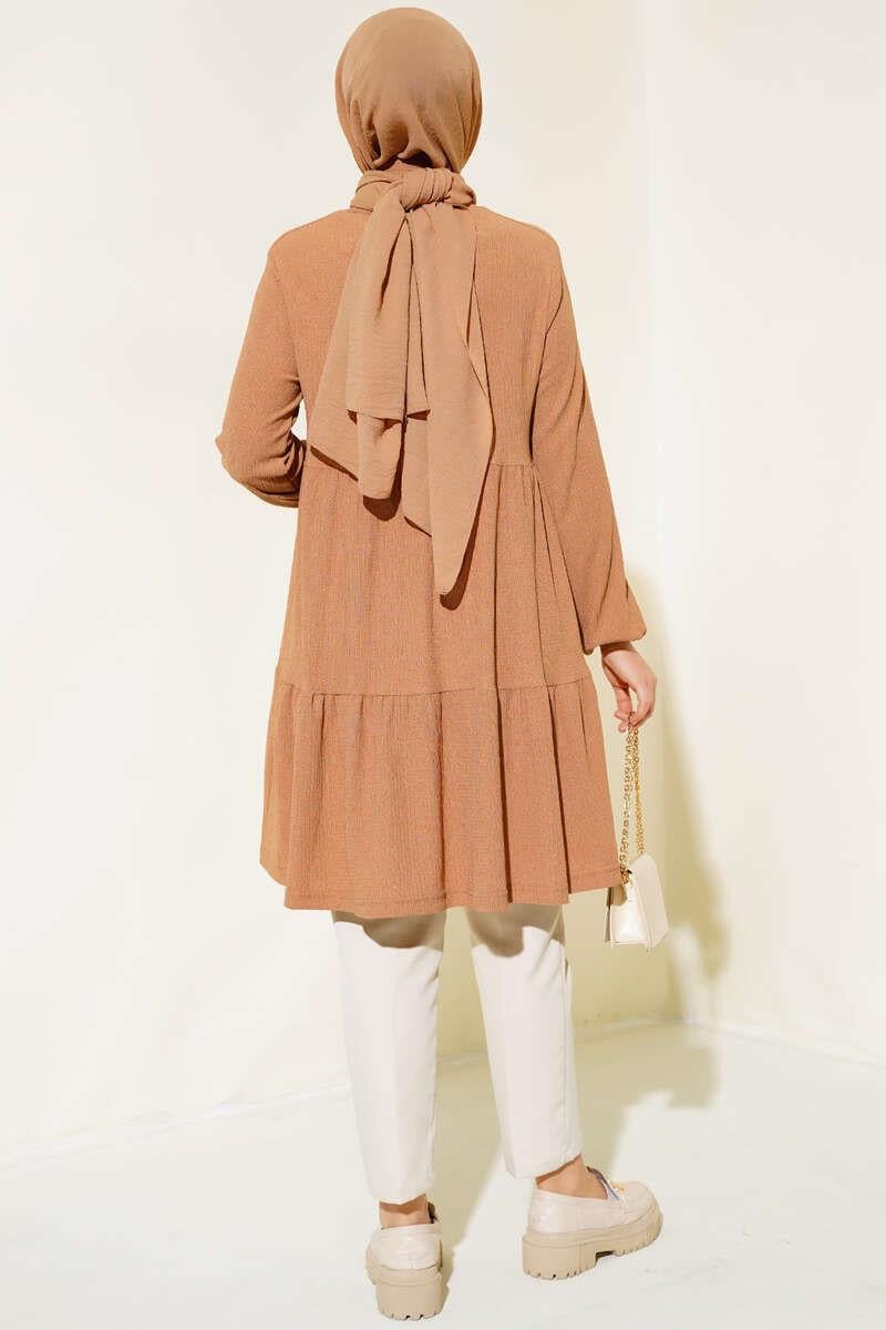 Kol Lastikli Tunik Camel 