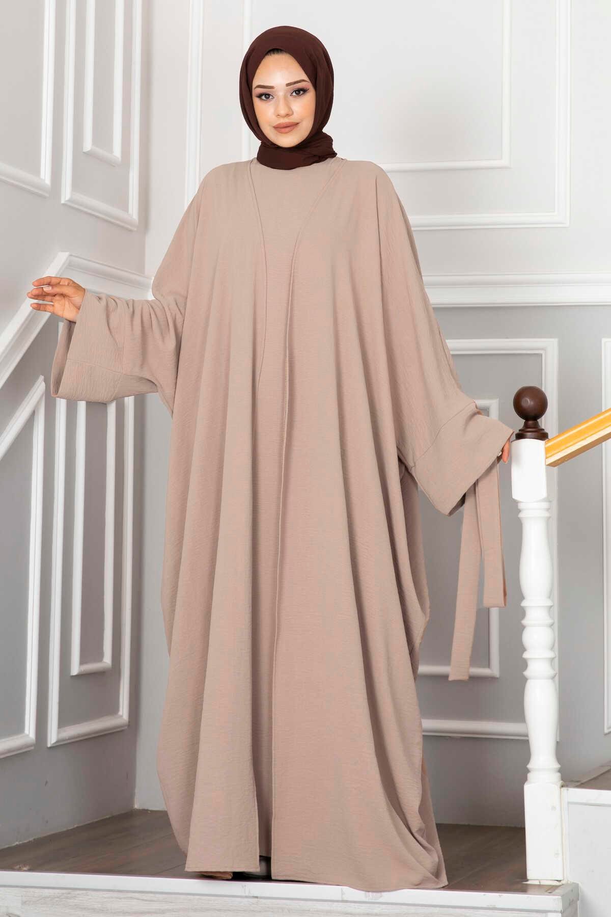 Leyli Tesettür Abaya Takım Bej