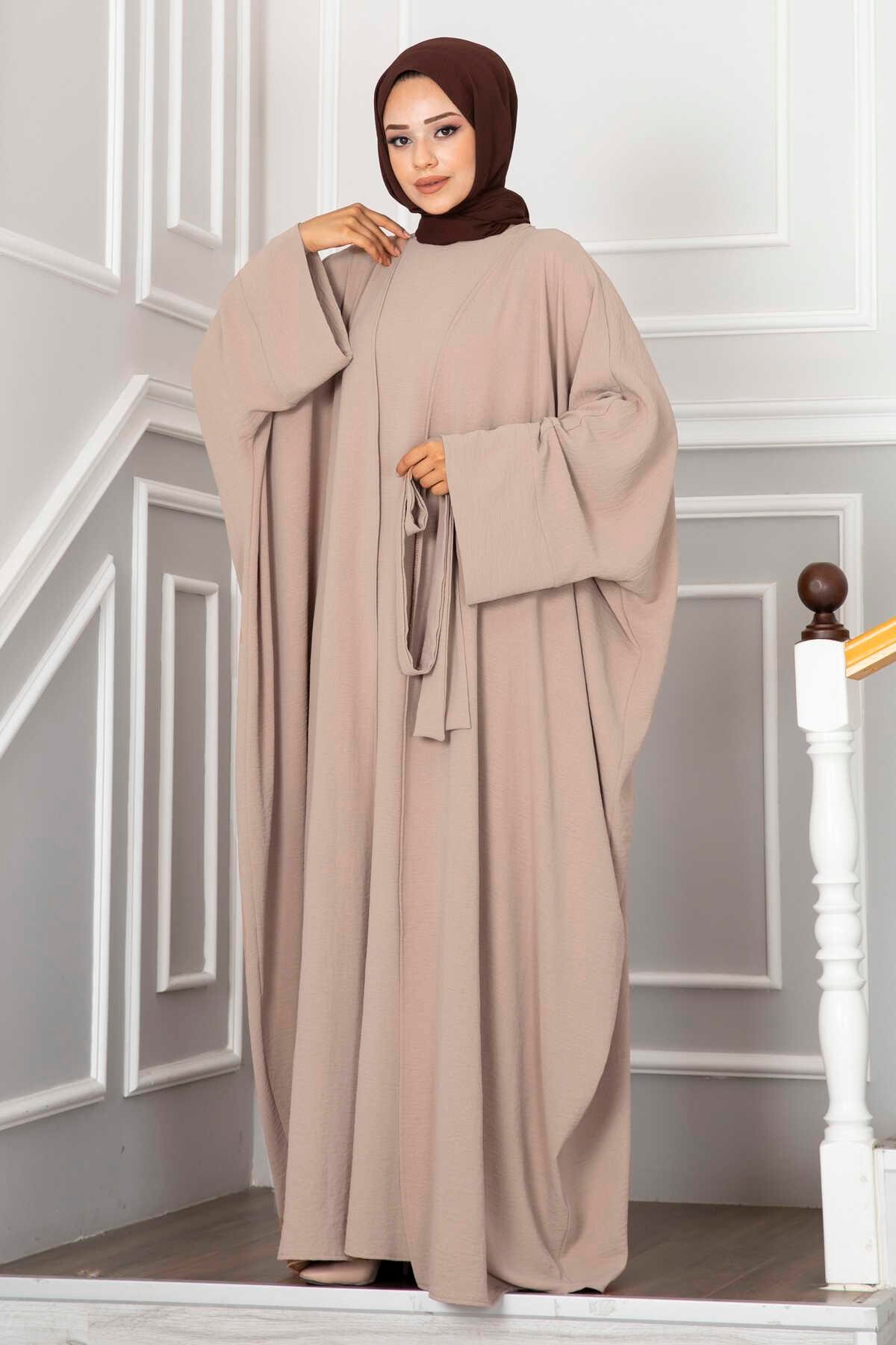 Leyli Tesettür Abaya Takım Bej