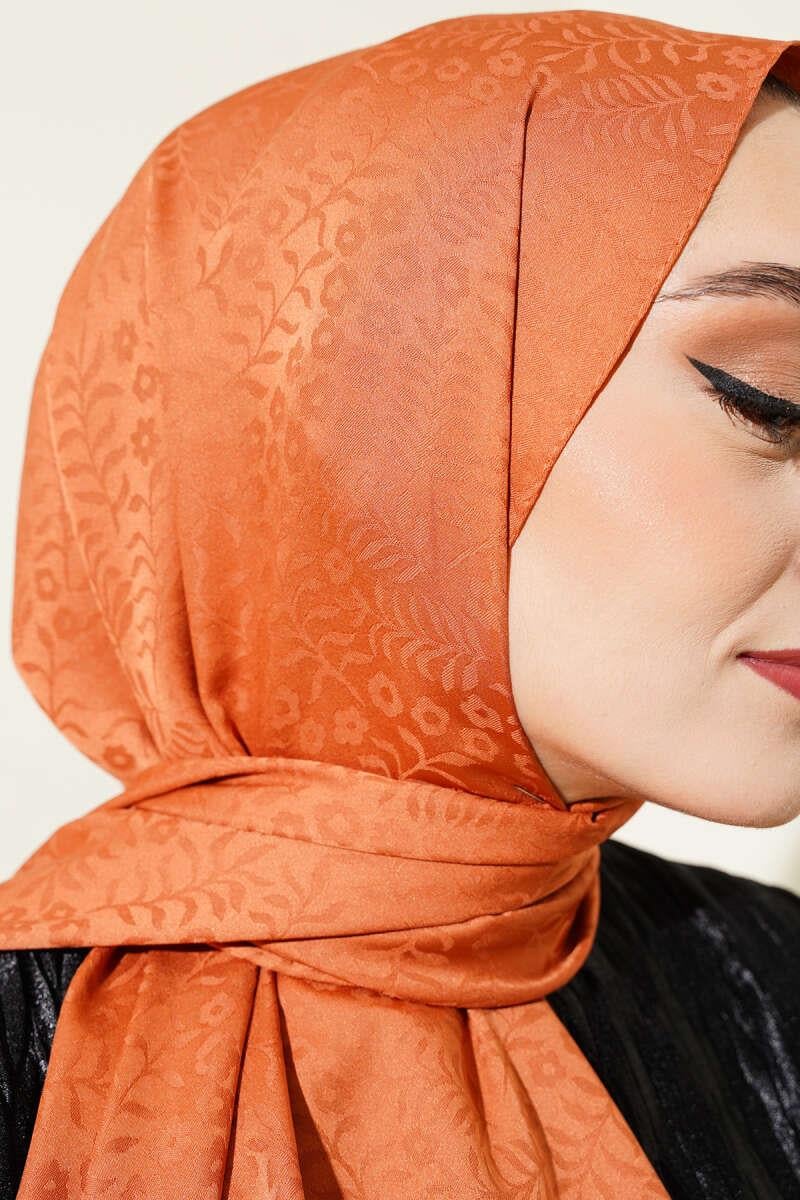 Mini Çiçekli Jakar Şal Kiremit -27