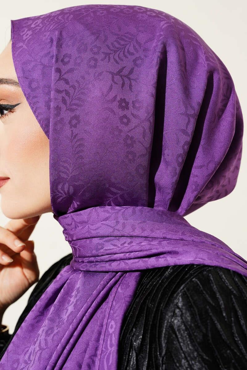 Mini Çiçekli Jakar Şal Menekşe -129