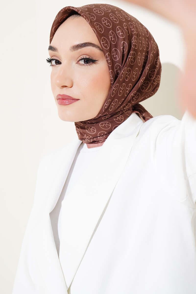 MK Desen Soft Eşarp Kestane
