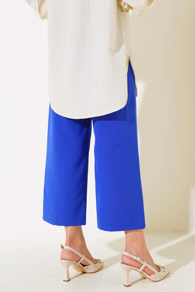 Önü Çımalı Pantolon Saks