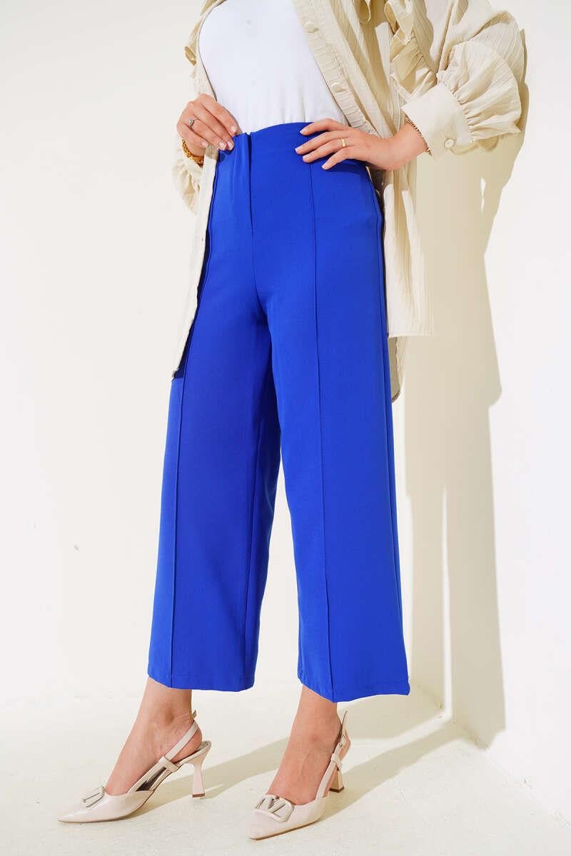 Önü Çımalı Pantolon Saks