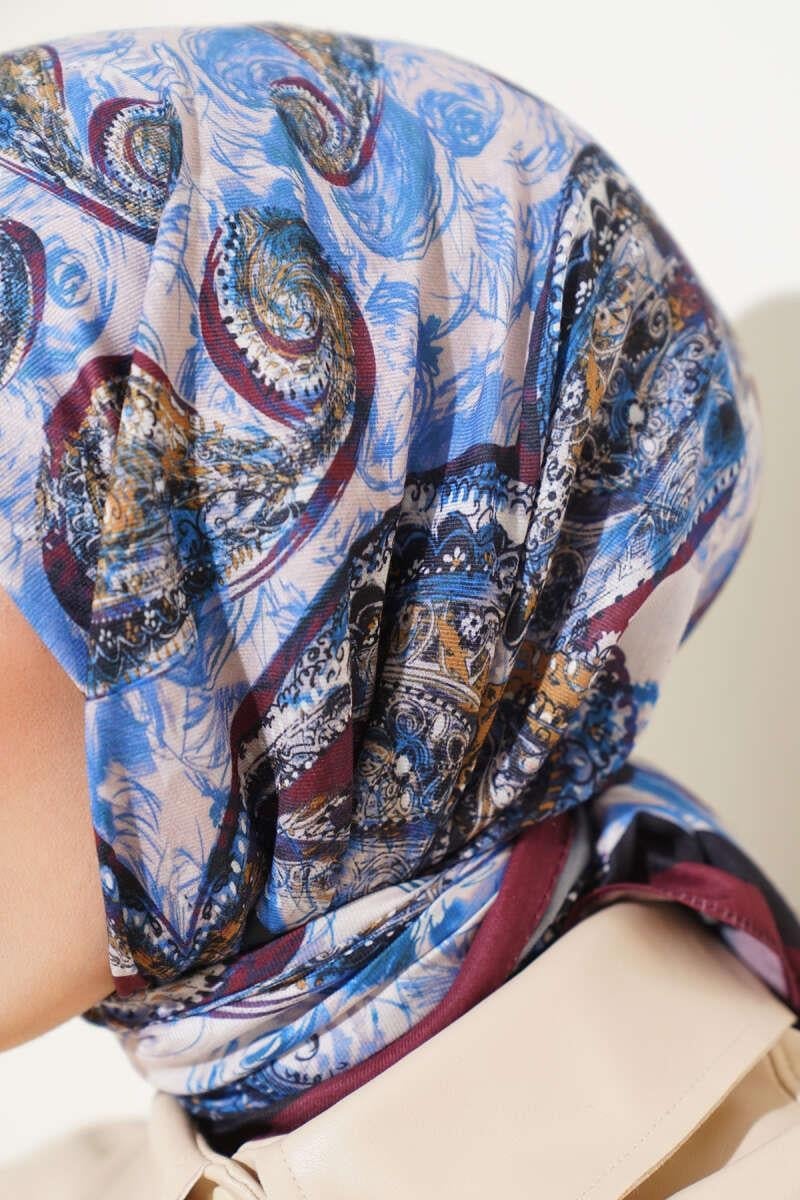 Otantik Paisley Desen Eşarp Bordo