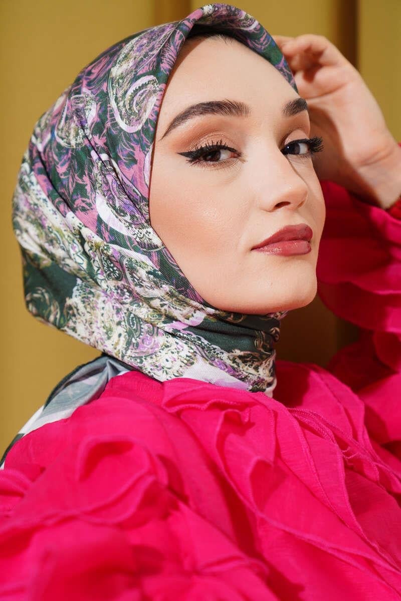 Otantik Paisley Desen Eşarp Zümrüt