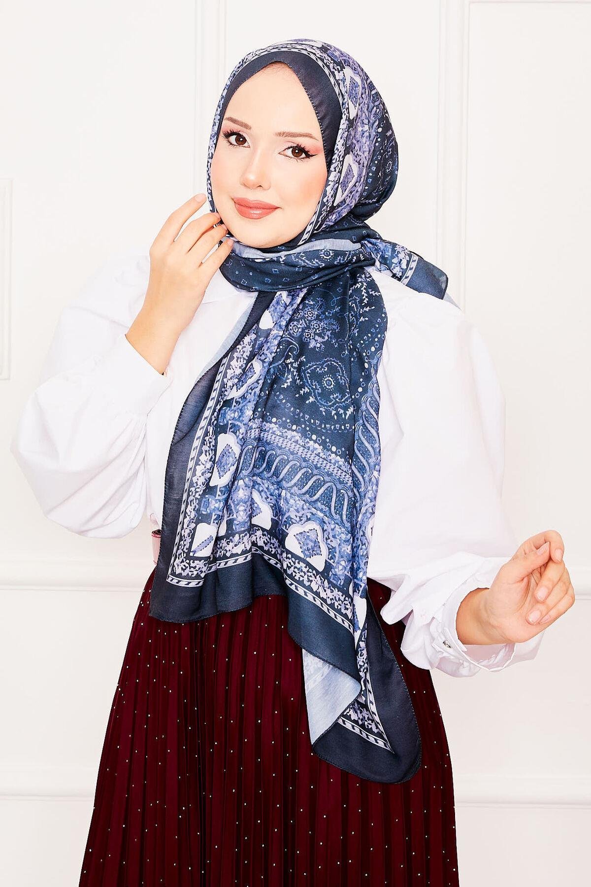 Sümbül Desen Tesettür Şal -14