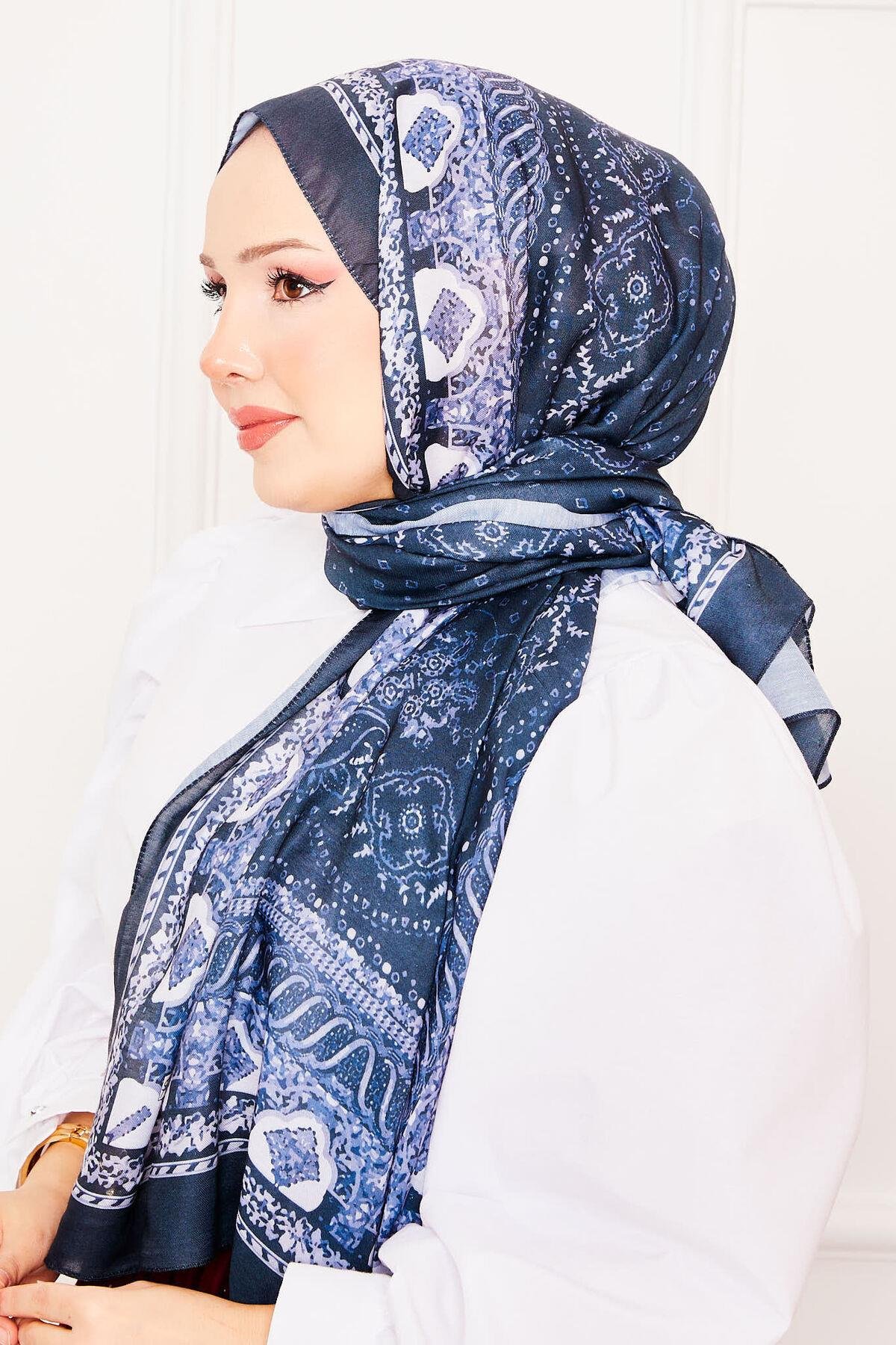 Sümbül Desen Tesettür Şal -14