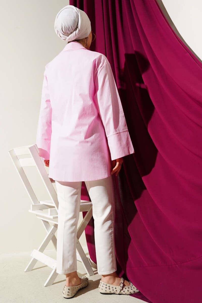 Yanı İp Bağlamalı Kimono Pembe