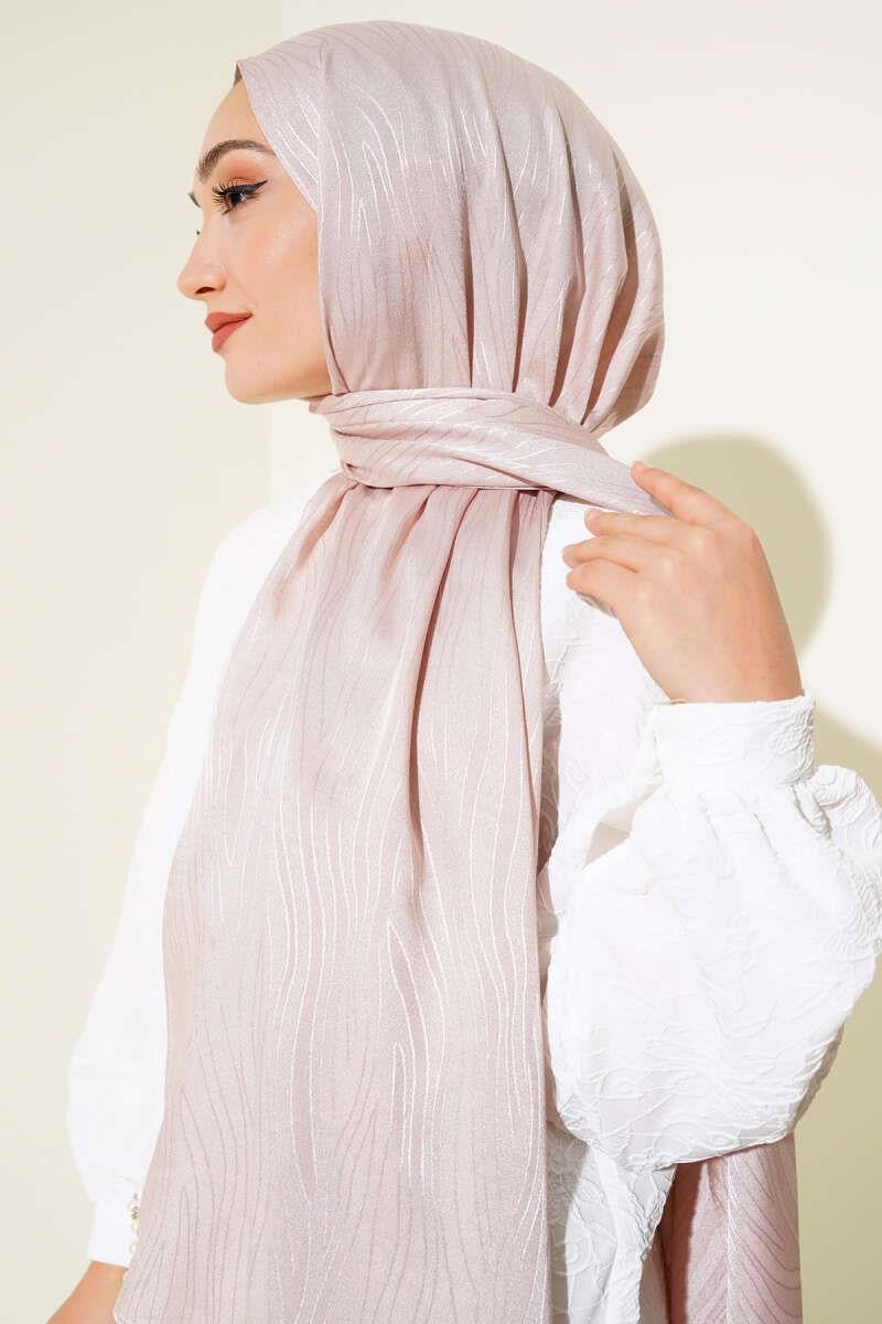 Zebra Desen Jakar Şal Pudra