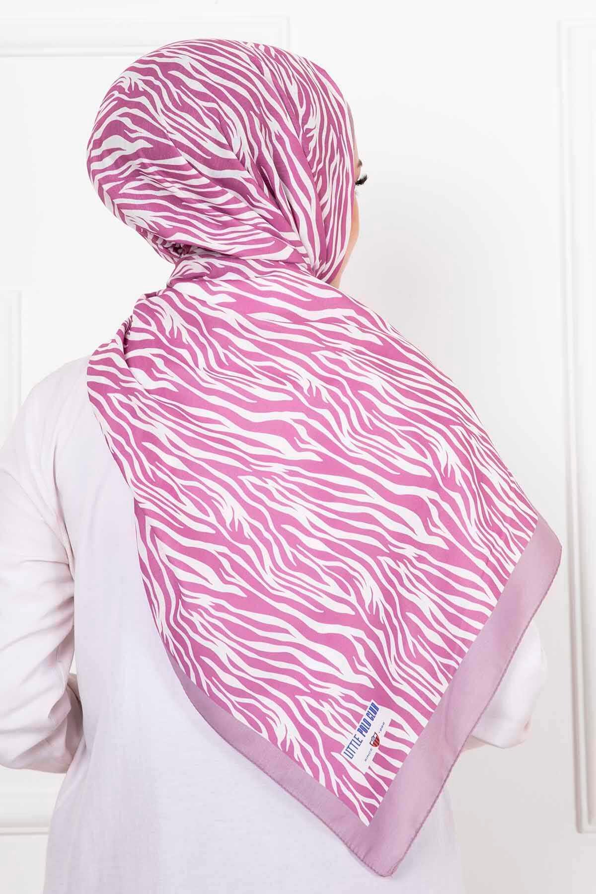 Zebra Desenli Tesettür Şal Lavanta