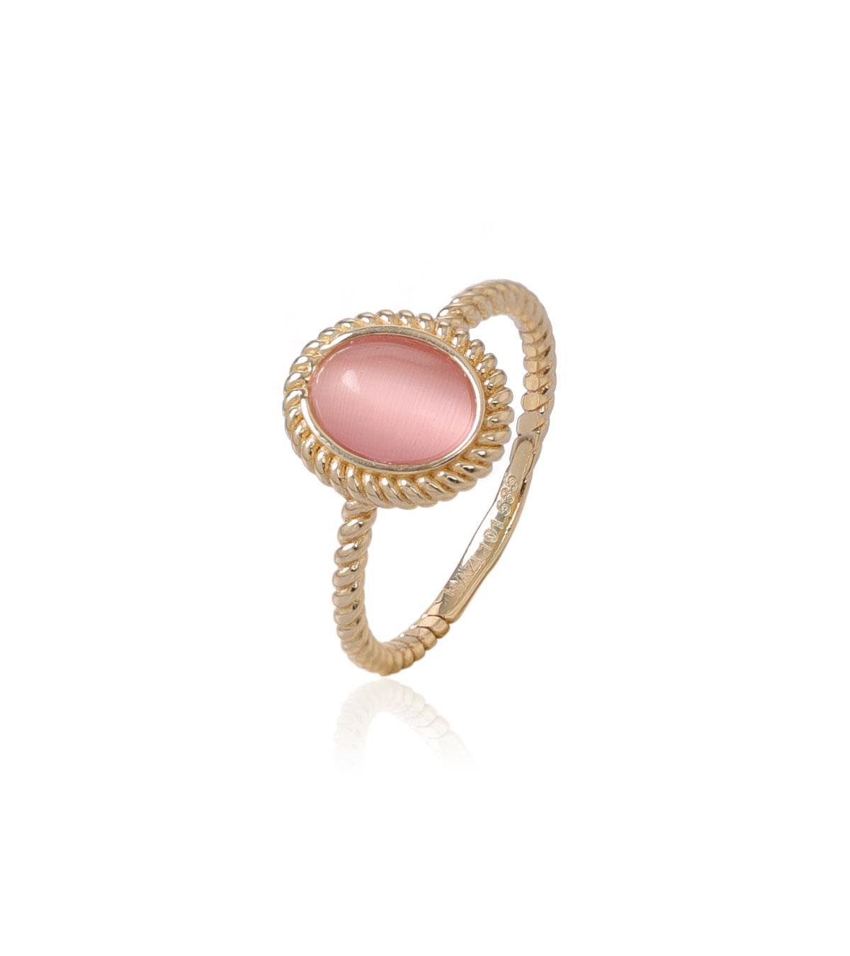 Pembe Taşlı Vintage Yüzük