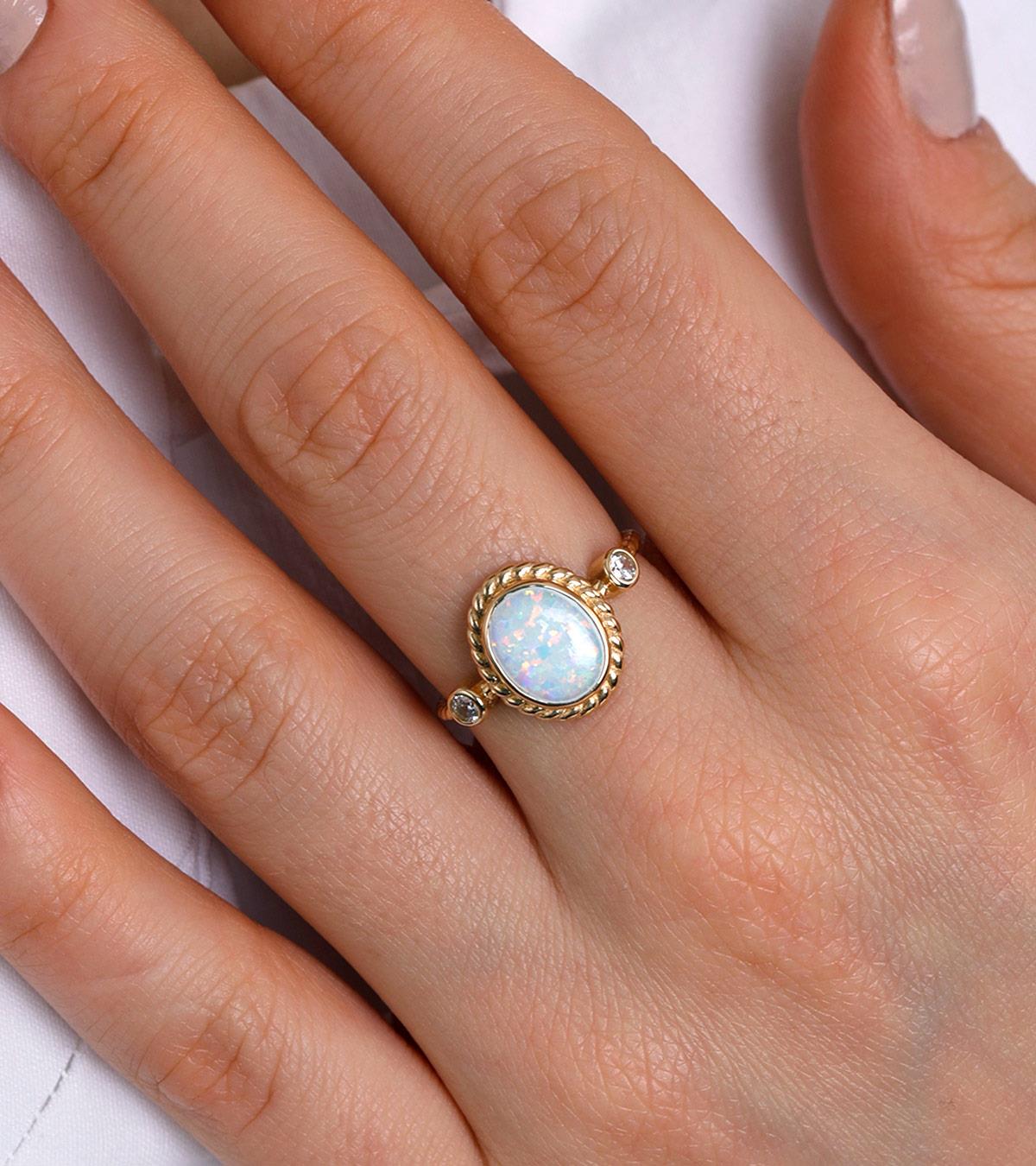 Taşlı Opal Vintage Yüzük